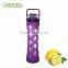 portable borosilicate glass water bottle 600ml with food grade silicone sleeve