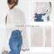 Lady's Long Sleeve Stand Collar Transparent Chiffon Blouse