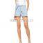 2014 China supplier pale blue high-rise shorts with attached tie waist belt woman sexy teens hot pants shorts