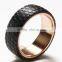 8MM Comfort Fit Stainless steel cross Wedding Band Engagement Ring with Black Carbon Fiber Inlay