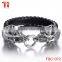 Men black braided leather bracelet cool bracelet for boys New