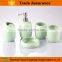 5pcs blue and white porcelain design popular bathroom accessories with two tumbler