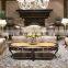 Elegant Stylish French Baroque Design Solid Wood Carving Floral Oval Coffee Table with Marquetry Inaly Table Top BF12-03284d