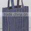 Hot one color allover strip print male hifashionable tote bag with pocket - pp laminated jute fabric