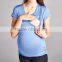 Maternity Clothing Clothes Ruched Maternity/Nursing Top 95% rayon / 5% spandex Scoop Neck wholesale blank maternity t shirts