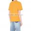 Wholesale Women Yellow Asymmetric Hem Cotton and Linen-blend T-shirt(DQE0083T)
