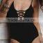 ladies fashion black one-piece swimwear
