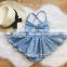 New arrival baby boutique clothing off shoulder white flower skirt designer one piece party dress