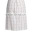 2017 Spring Summers women linen ivory plain solid color skirt with side zipper