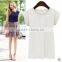 F20031B Round neck solid color women summer shirt fashion short sleeve shirt