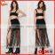 New Design Fashion With Belts Around Asymmetrical Fringe Long Skirt
