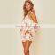 Floral Print Feminine Playsuits Allover Halter Drawstring Rompers