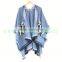 Latest design ladies scarf/shawl pashmina natural rex rabbit fur poncho with big fox collar trim