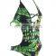 Women halter printed one-piece swimsuit sexy xxx bikini girl swimwear