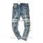 Rip men jean slim fit stretch sexy man straight tight skinny denim jeans OEM custom trousers
