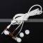 Glowing earphone, flashing stereo headset, shiny lighting flash headphone for phones