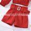 2020 new kids girls red dots off-shoulder blouse + shorts clothing set