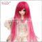 Cheap long hot pink bjd doll straight synthetic wigs