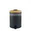 2021 environmentally-friendly bamboo slim cover 3L 5L foot dustbin home black round dustbin kitchen foot pedal bin