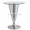 Fancy design steel rod base Glass top coffee table