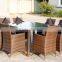 Direct wholesale patio furniture factory rattan garden table and chairs beer garden table