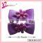 Small cute ribbon bow hair elastic band made in China with plastic flower (XH12-2107)