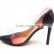new fashion pointed toe sides empty high heel shoes with plastic