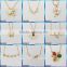 2016 new arrival latest design Rhinestone handmade fashion two row fish crystal jewelry gold necklace models N0135