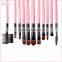 Fashional Professional makeup brush set 15pcs make up brush with snakskin bag