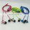 whosale EL wire earphones for smartphones pink yellow ice blue in-ear style earphone luminescent rhythm with beat of music