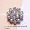 (M0576) 35mm metal rhinestone pearl brooch with pin,silver or nickle or light rose gold plating,ivory pearl