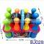 Sport games kids plastic bowling set with basket