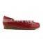 Newest Design Stone Pattern Shoes Red Color Women Footwear Genuine Cowhide Leather Lady Flat Casual Shoes