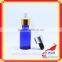 Blue Glass Dropper Bottle With Rubber Dropper Sealing Type Golden Lid for Essential Oil Bottle