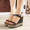 Good quality double platform Wedge shoes beautiful high heel sandals ladies sandals PH3691