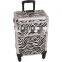 Zebra Pattern Professional Aluminum Rolling Cosmetic Case Makeup 4-Wheel Trolley