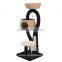 Pawhut 50" Cat Tree Tower with Woven Condo - Black/Beige