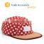 Custom Fashion 5 Panel Hat Red Dot 5 Panel Hat With Leather Strap Wholesale