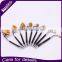 New Fashion High Quality Hot Sale Popular 9Pcs Synthetic Hair Golf Oval Makeup Brush Set
