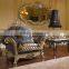 Unique Design Fine Carved Silver Foil Sofa Set, Printed Purple Color Wide Arm Sectional Sofa Set