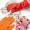 Kitchen household keep warm extra long cotton lined rubber cleaning gloves