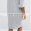 alli baba com oem Soft-touch Drawstring hood Dropped shoulders Pouch pocket Grey Sweater Dress