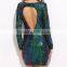 Fashion Luxury Formal Mini Dress Round Neck Long Sleeve Bodycon Dress Open Back Iridescent Beaded Sequins Club Dresses