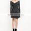 Grey Criss Cross Off The Shoulder Kint Fit And Flare Winter Women Dress Names Of Girls Dresses Wholesale Clothing Market HSD5691