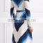 Wholesale Ladies Apparel Multicolor Wrapround Striped Silk Crepe De Chine Dress(DQE0386D)