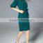 Green Tie Waist Pockets Sheath Dress Polyester Spandex Short Half Sleeve Casual Plain Lady Dress