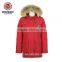 OEM Women's Warm Long Down Jacket With Real Wolf Fur