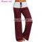Women Foldover Heather Wide Leg Pants Loose Yoga Legging