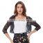 Kate Kasin Women's Three Quarter Sleeve Cropped Short Open Black Lace Bolero Shrug Shawl KK000430-1