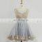 New Arrival Applique Beaded Gray Tulle Short Puffy Party Dresses SD365